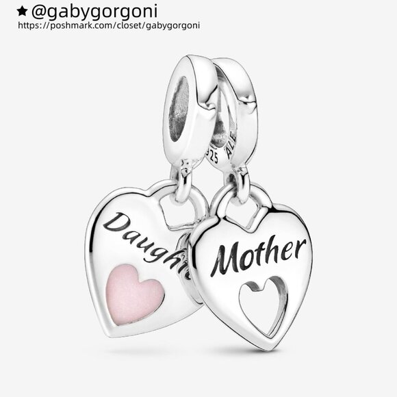 Pandora Double Heart Split Dangle Charm - Picture 1 of 5